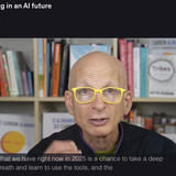 Screenshot of Seth Godin in a video on Udemy, in front of a bookshelf with books, explaining some concept.