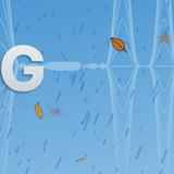 A detail section of this blog’s header image featuring a cartoon illustration black and tan dog with a red bandana on a blue background with falling autumn leaves, rain, sound waves, and letters spelling "KING" on the left side of the image.