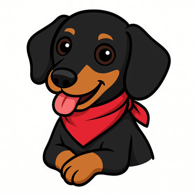 A ChatGPT rendition of Elvis, the dachshund, Bitmoji-style