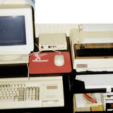 Schneider EuroPC with monochrome monitor MM12 and Juki 5520 9-dot color printer.